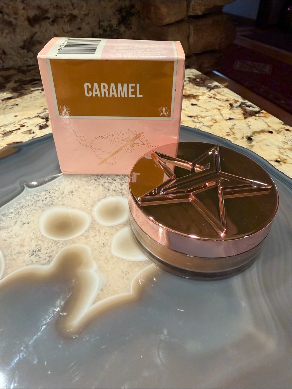 Jeffree Starr Caramel Face Powder Bronzer Highlighter Rose Gold Star Lid